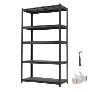 Storage Shelves, 5-Tier Adjustable, 3000 lbs Capacity, Heavy Duty Garage Storage Shelving Unit, Metal Utility Rack Shelf, for Garage Warehouse Basement Kitchen, 40.55" W x 18.31" D x 71.38" H