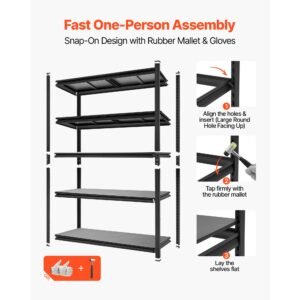 storage shelves, 5 tier adjustable, 3000 lbs capacity, heavy duty garage storage shelving unit, metal utility rack shelf, for garage warehouse basement kitchen, 40.55" w x 18.31" d x 71.38" h
