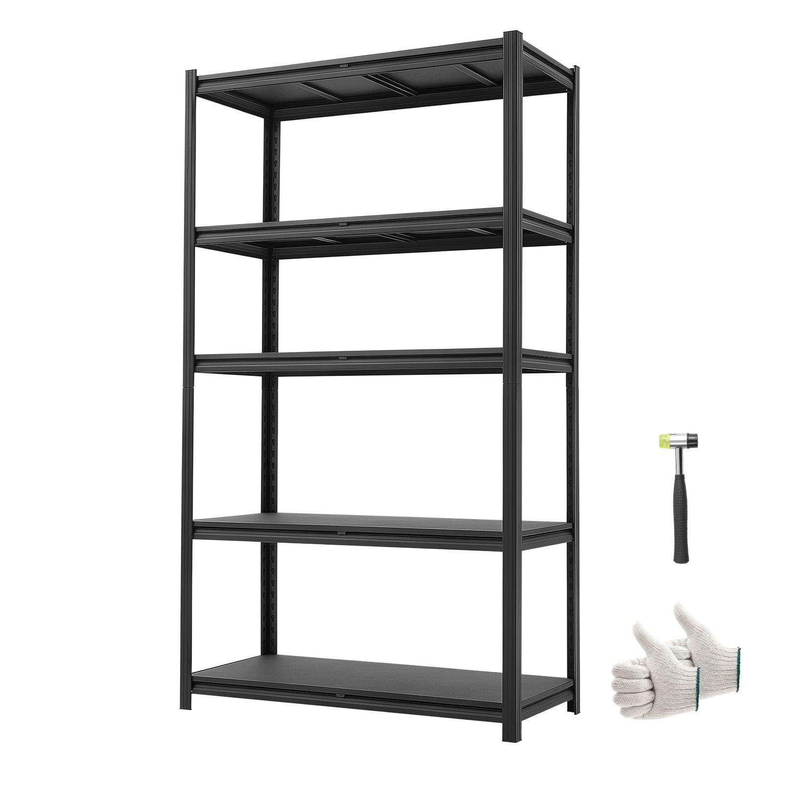 storage shelves, 5 tier adjustable, 3000 lbs capacity, heavy duty garage storage shelving unit, metal utility rack shelf, for garage warehouse basement kitchen, 40.55" w x 18.31" d x 71.38" h