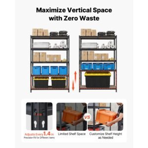 storage shelves, 5 tier adjustable, 3000 lbs capacity, heavy duty garage storage shelving unit, metal utility rack shelf, for garage workshop warehouse basement, 48.35" w x 24.37" d x 71.38" h