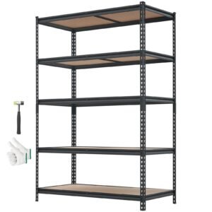 Storage Shelves, 5-Tier Adjustable, 3000 lbs Capacity, Heavy Duty Garage Storage Shelving Unit, Metal Utility Rack Shelf, for Garage Workshop Warehouse Basement, 48.35" W x 24.37" D x 71.38" H