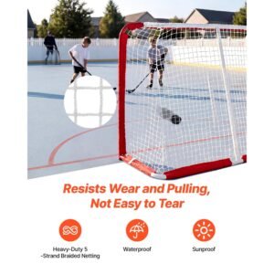street hockey goal, heavy duty steel street + roller hockey nets, durable hockey net for indoor outdoor use, lightweight portable training, easy assembly for backyard park garage, 55.9 x 44.5 in