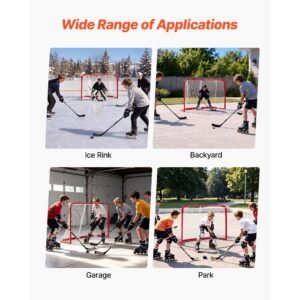 street hockey goal, heavy duty steel street + roller hockey nets, durable hockey net for indoor outdoor use, lightweight portable training, easy assembly for backyard park garage, 55.9 x 44.5 in