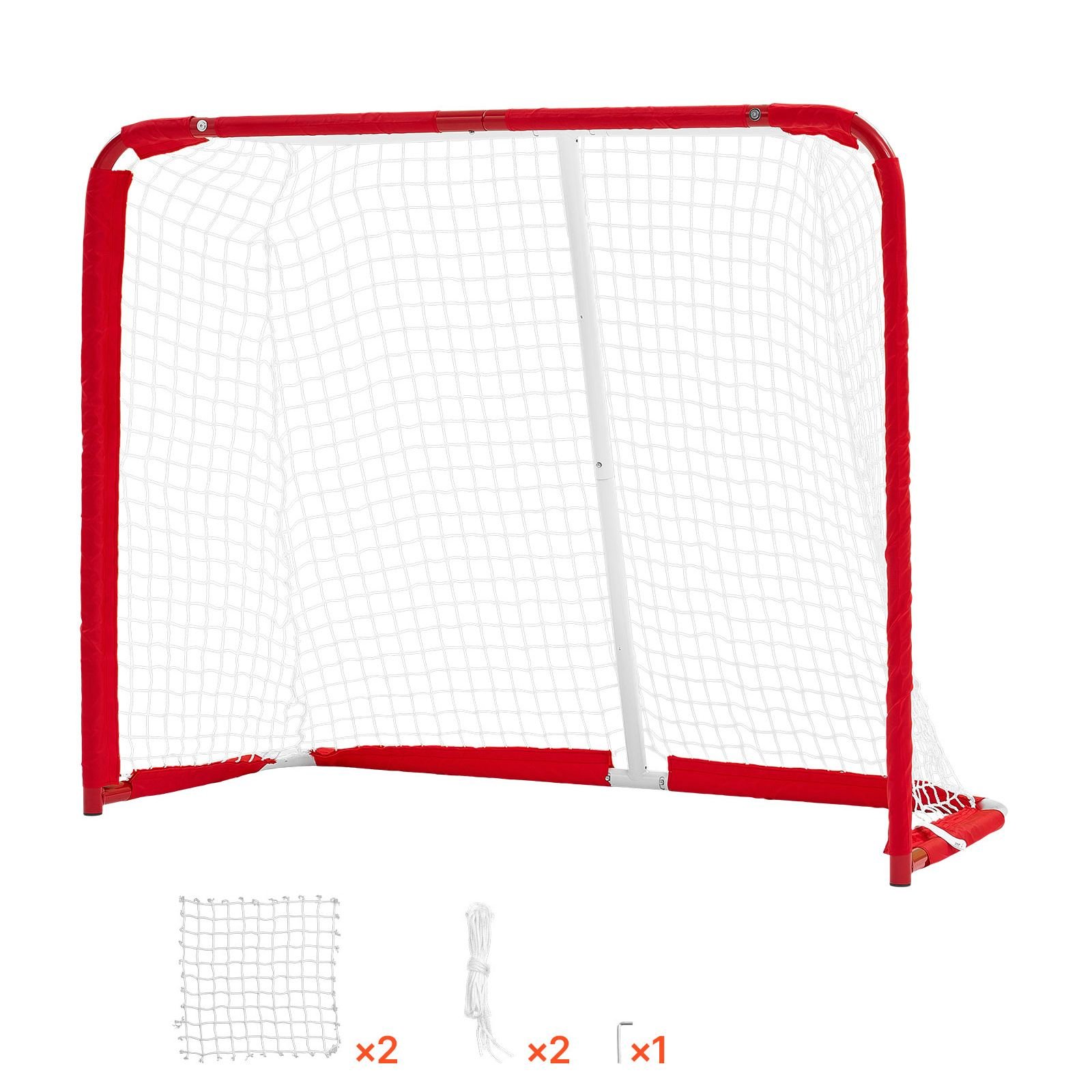 street hockey goal, heavy duty steel street + roller hockey nets, durable hockey net for indoor outdoor use, lightweight portable training, easy assembly for backyard park garage, 55.9 x 44.5 in