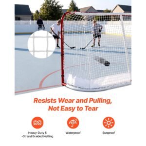 street hockey goal, heavy duty steel street + roller hockey nets, durable hockey net for indoor outdoor use, lightweight portable training, easy assembly for backyard park garage, 72 x 48 in