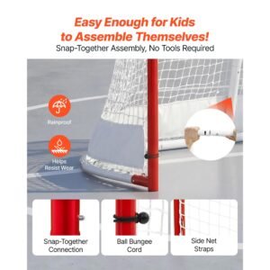 street hockey goal, heavy duty steel street + roller hockey nets, durable hockey net for indoor outdoor use, lightweight portable training, easy assembly for backyard park garage, 72 x 48 in