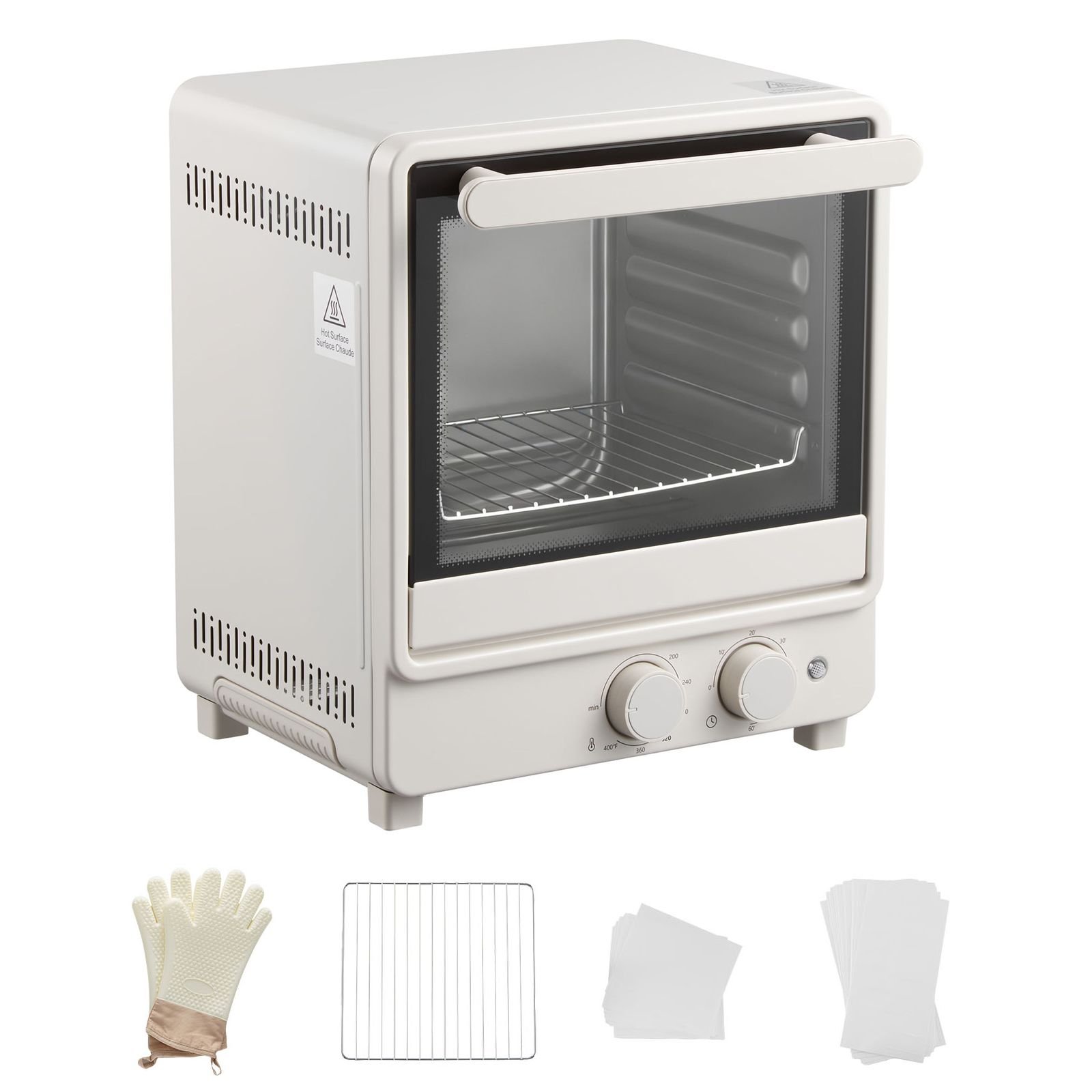 sublimation oven machine, 13 qt, fits 20oz tumblers, with 50 shrink films, 1 tape and 2 heat gloves, oven for sublimation blank tumblers, mugs, bowls, off white