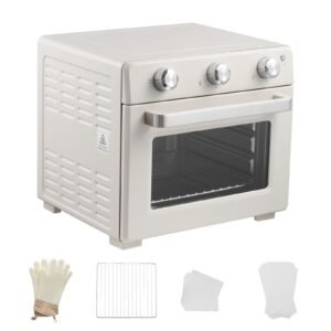 Sublimation Oven Machine, 26 Qt, Fits 40oz Tumblers, with 50 Shrink Films, 1 Tape and 2 Heat Gloves, 360° Turbo Convection for Sublimation Blank Tumblers, Mugs, Bowls, Off-White