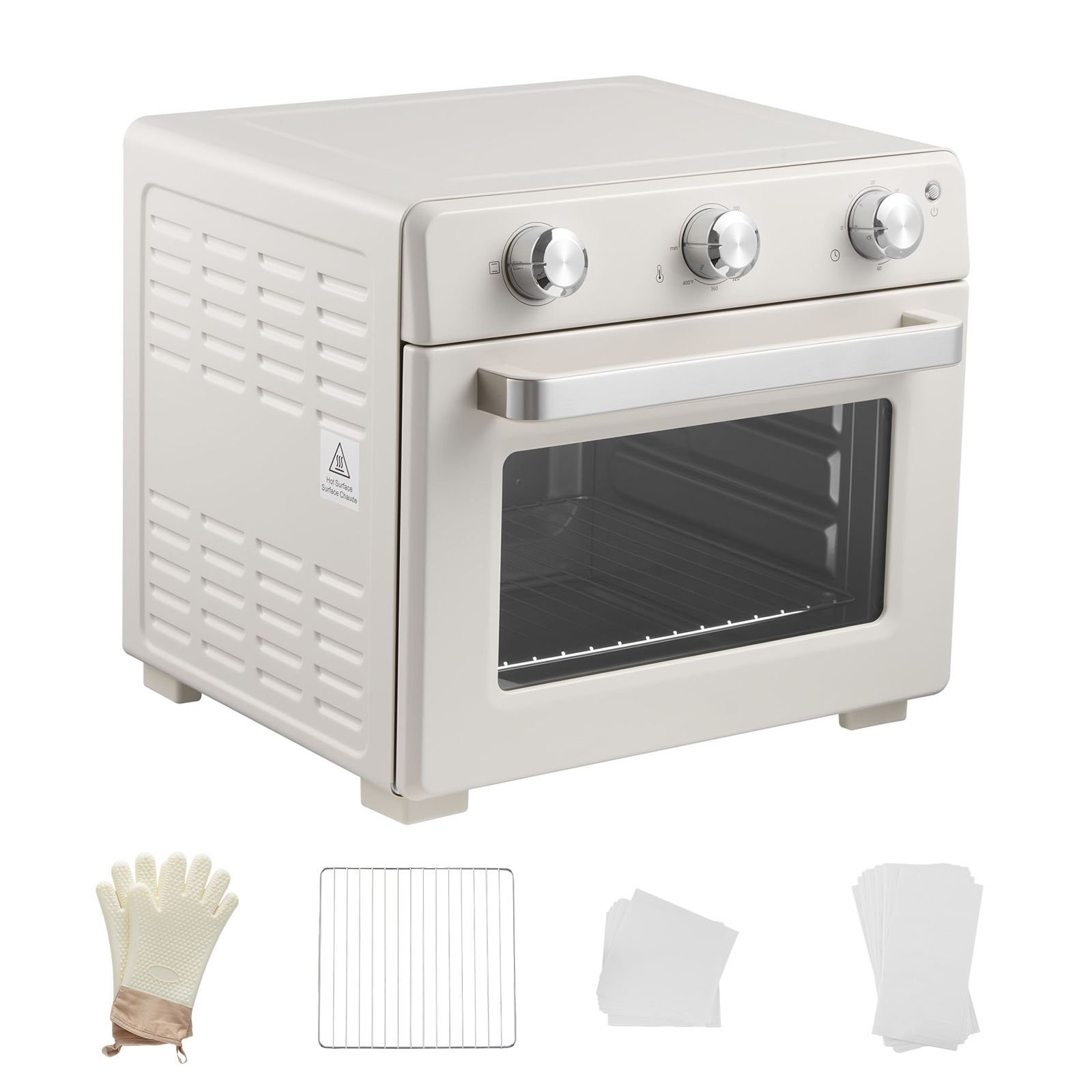 sublimation oven machine, 26 qt, fits 40oz tumblers, with 50 shrink films, 1 tape and 2 heat gloves, 360° turbo convection for sublimation blank tumblers, mugs, bowls, off white