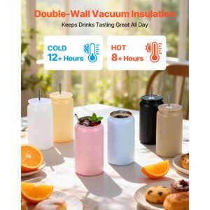 sublimation tumblers, 12 pack, 16 oz multicolored tumblers bulk, stainless steel sublimation cups with lids and straws, double wall insulated tumbler blank, for diy personalized customization