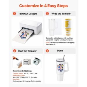 sublimation tumblers, 8 pack, 40 oz tumblers bulk with handle, stainless steel sublimation cups with lids and straws, double wall insulated tumbler blank, for diy personalized customization