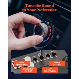 subwoofer bass package, 12 in, 1200w rms, dual car audio subwoofer and amp package, with loaded enclosure, separate amplifier, and wiring kit, for various vehicles trunks, car audio systems