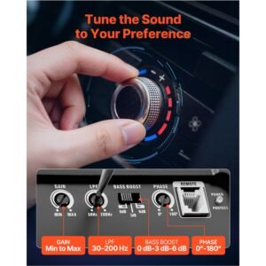 subwoofer bass package, 12 in, 490w rms, dual car audio subwoofer and amp package, with loaded enclosure, separate amplifier, and wiring kit, for various vehicles trunks, car audio systems