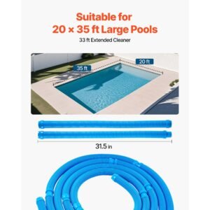 suction pool cleaner, automatic pool vacuum cleaner, suction side automatic pool cleaner, suction vacuum pool sweeper with 12 hoses, for in ground pool and above ground pool up to 20 x 35 ft