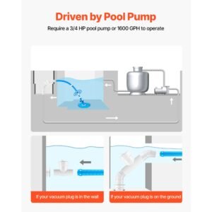 suction pool cleaner, automatic pool vacuum cleaner, suction side automatic pool cleaner, suction vacuum pool sweeper with 12 hoses, for in ground pool and above ground pool up to 20 x 35 ft