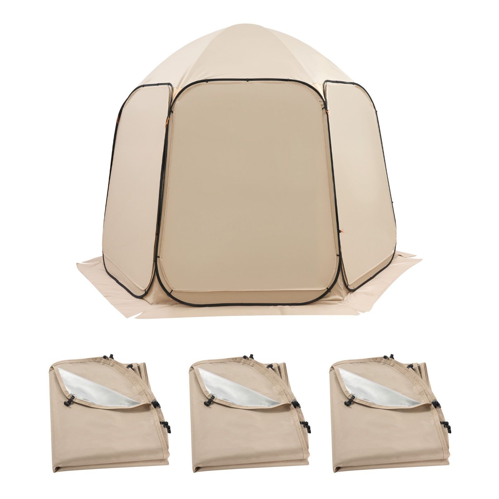 sun shade sail canopy covers, fit for 10 x 9.2 ft screen house tent, sun protection, 5.51 x 4.23 ft 300d oxford silver coated fabric, pack of 3 (not include tent), for outdoor activities, beige