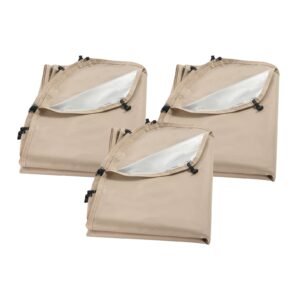 Sun Shade Sail Canopy Covers, Fit for 15 x 13.8 ft Screen House Tent, Sun Protection, 5.51 x 5.25 ft 300D Oxford Silver-Coated Fabric, Pack of 3 (Not Include Tent), for Outdoor Activities, Beige