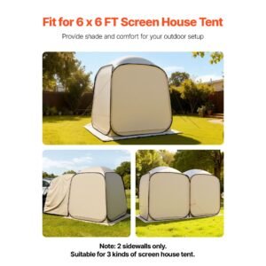 sun shade sail canopy covers, fit for 6 x 6 ft screen house tent, sun protection, 5.51 x 5.71 ft 300d oxford silver coated fabric, pack of 2 (not include tent), for outdoor activities, beige