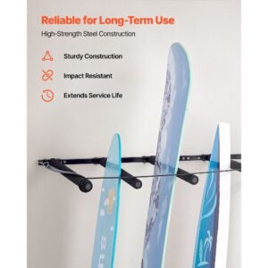surfboard wall mount, 5 tiers vertical surfboard rack for storage and display, adjustable metal board stand organizer with sponge pad, surf board holder for snowboards, kiteboards, shortboard