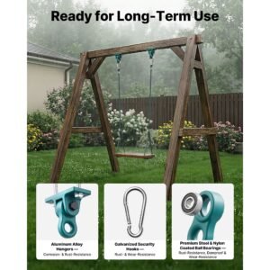 swing hangers, 4 pack heavy duty swing brackets, 5000 lbs capacity, screws bolts included, smooth dual bearing, aluminum alloy hangers, for playground porch yoga chair wooden indoor outdoor