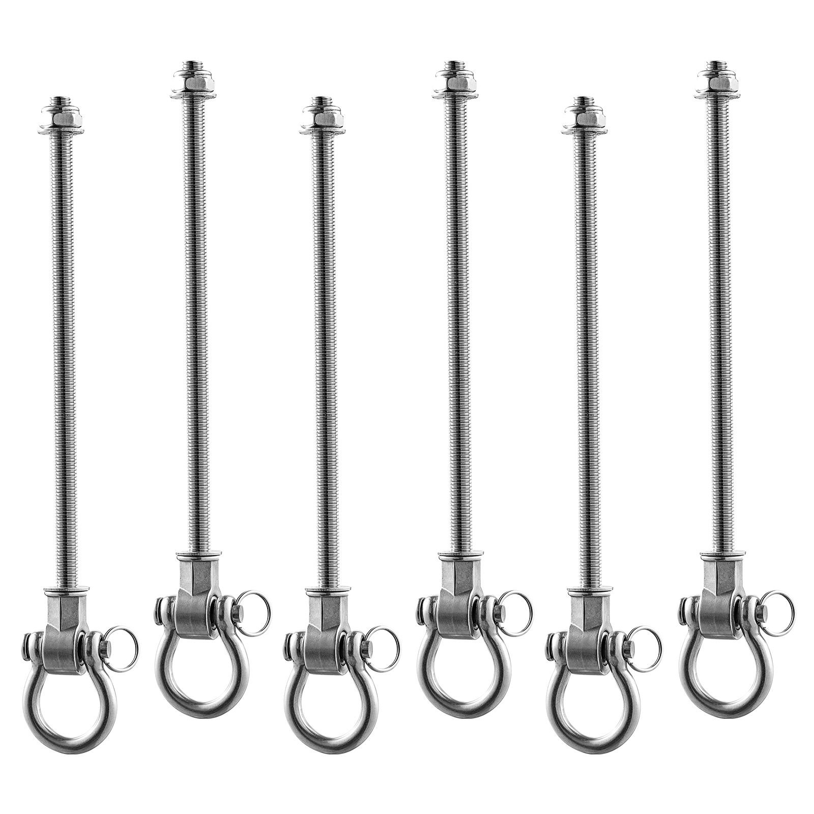 swing hangers, 6 pack heavy duty swing brackets, 850 lbs each load capacity, smooth bearing, stainless steel hangers, ideal for hammocks playground porch yoga boxing bag indoor outdoor, silver