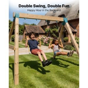 swing set brackets, heavy duty a frame set hardware, with 2 a frame swing brackets & 2 seats & 4 hangers, for playground backyard park equipment mounting parts outdoor, hardware included, green