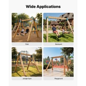swing set brackets, heavy duty a frame set hardware, with 2 a frame swing brackets & 2 seats & 4 hangers, for playground backyard park equipment mounting parts outdoor, hardware included, green