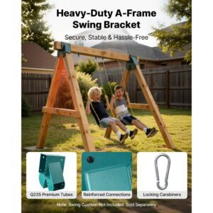swing set brackets, heavy duty a frame set hardware, with 2 a frame swing brackets & 4 hangers, sturdy for playground backyard park equipment mounting parts outdoor, hardware included, green