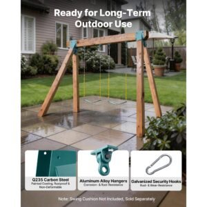 swing set brackets, heavy duty a frame set hardware, with 2 a frame swing brackets & 4 hangers, sturdy for playground backyard park equipment mounting parts outdoor, hardware included, green