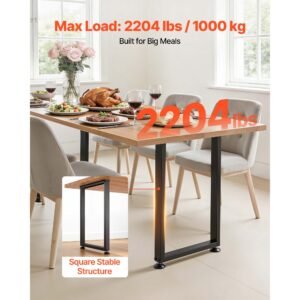 table legs, 29.1" h x 17.7" w square steel furniture legs, modular design, easy assembly, 2204 lbs max load heavy duty, for home office desk, workbenches, dinner bar tables, set of 2, black