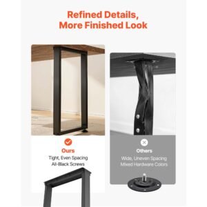 table legs, 29.1" h x 17.7" w square steel furniture legs, modular design, easy assembly, 2204 lbs max load heavy duty, for home office desk, workbenches, dinner bar tables, set of 2, black