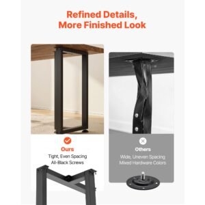 table legs, 29.1" h x 17.7" w square t shape steel furniture legs, modular design, easy assembly, 2204 lbs max load heavy duty, for home office desk, dinner table, workbenches, set of 2, black