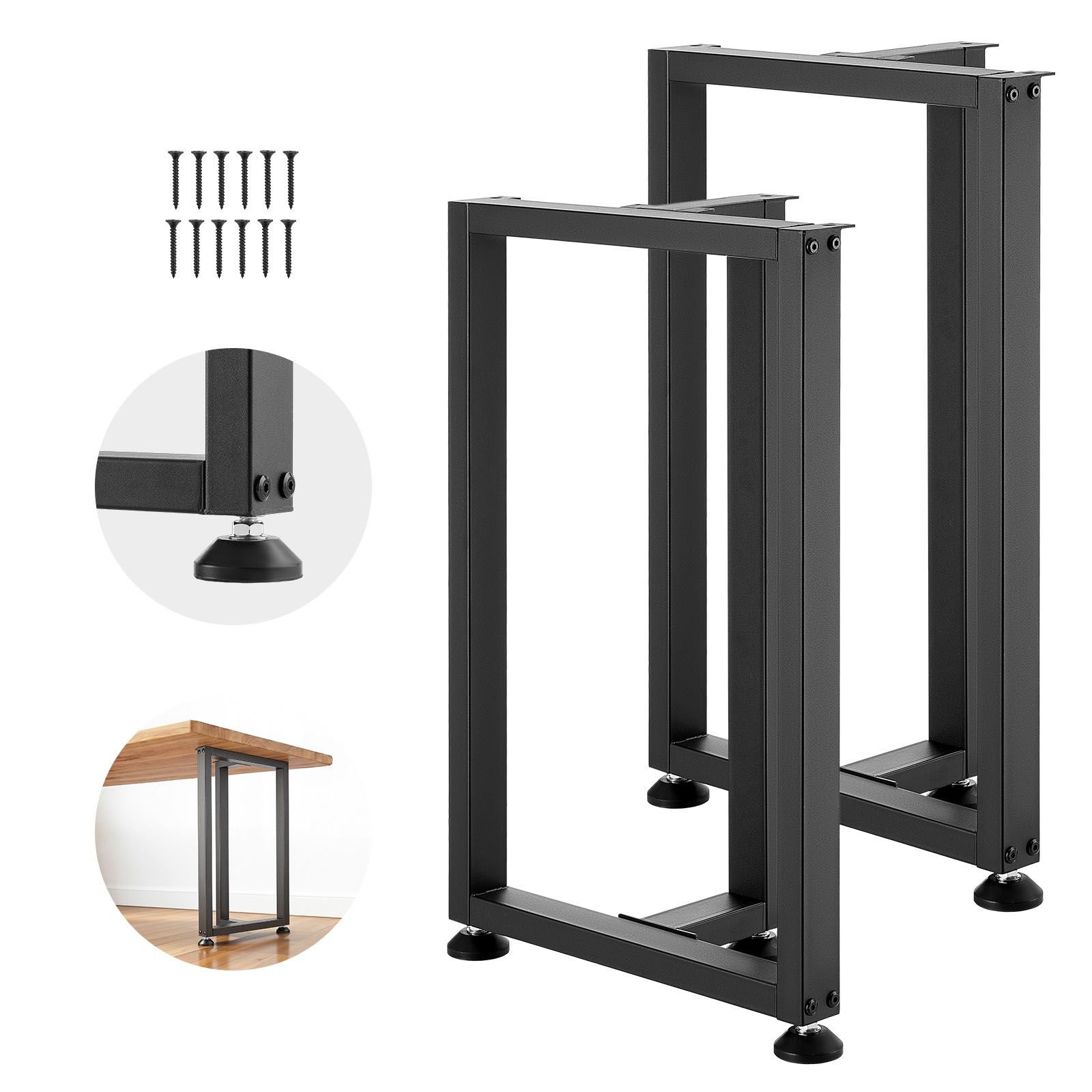 table legs, 29.1" h x 17.7" w square t shape steel furniture legs, modular design, easy assembly, 2204 lbs max load heavy duty, for home office desk, dinner table, workbenches, set of 2, black