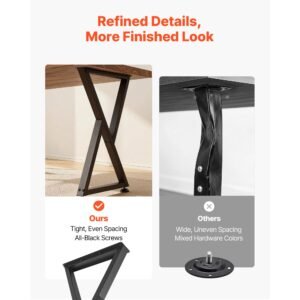 table legs, 29.1" h x 18.6" w steel furniture legs, modular design, easy assembly, 2204 lbs max load heavy duty, z shape for home office desk diy, coffee dinner tables, workbench,2 pcs, black