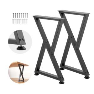 Table Legs, 29.1" H x 18.6" W Steel Furniture Legs, Modular Design, Easy Assembly, 2204 lbs Max Load Heavy Duty, Z Shape for Home Office Desk DIY, Coffee Dinner Tables, Workbench,2 PCS, Black