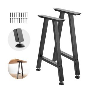 Table Legs, 29.1" H x 21.7" W Trapezoid Steel Furniture Legs, Modular Design, Easy Assembly, 2204 lbs Max Load Heavy Duty, Ideal for Home Office Desk, Coffee Dinner Bar Tables,Set of 2, Black