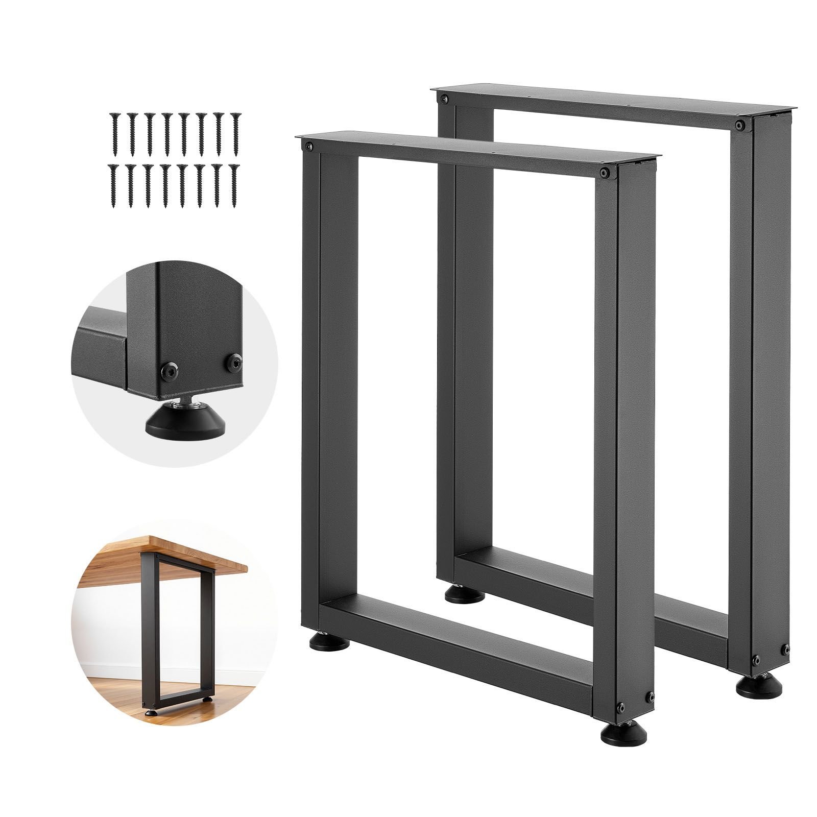table legs, 29.5" h x 23.6" w square steel furniture legs, modular design, easy assembly, 2204 lbs max load heavy duty, for home office desk, workbenches, dinner bar tables, set of 2, black