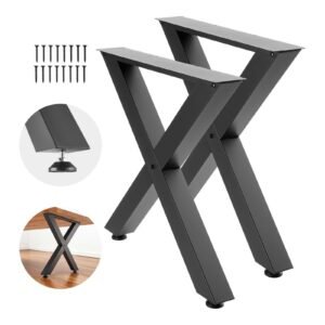 Table Legs, 29.5" H x 29.9" W Steel Furniture Legs, Modular Design, Easy Assembly, 2204 lbs Max Load Heavy Duty, for Home Office Desk, Coffee Dinner Bar Tables, Workbench,2 PCS, X Frame, Black