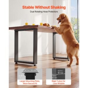 table legs, 29.5" h x 35.4" w square steel furniture legs, modular design, easy assembly, 2204 lbs max load heavy duty, for home office desk, workbenches, dinner bar tables, set of 2, black