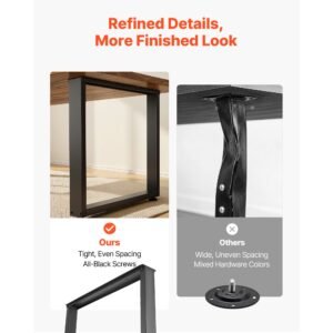 table legs, 29.5" h x 35.4" w square steel furniture legs, modular design, easy assembly, 2204 lbs max load heavy duty, for home office desk, workbenches, dinner bar tables, set of 2, black