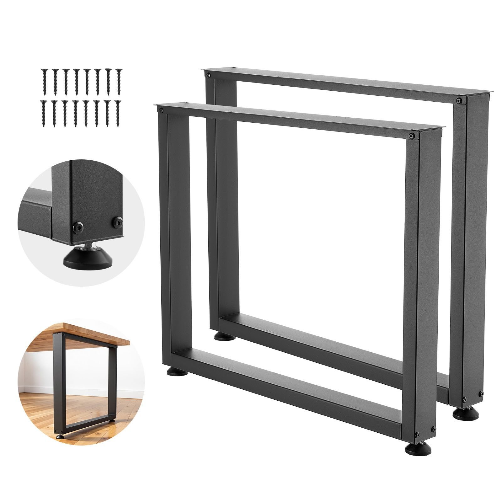 table legs, 29.5" h x 35.4" w square steel furniture legs, modular design, easy assembly, 2204 lbs max load heavy duty, for home office desk, workbenches, dinner bar tables, set of 2, black