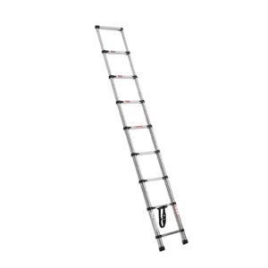 Telescoping Ladder, 8.5ft Stainless Steel Lightweight Extension Ladder, Multi-Button Retraction Collapsible Ladders, 330LBS Capacity & Non-Slip Feet, Portable 9-Step Ladders for Home, RV, Loft