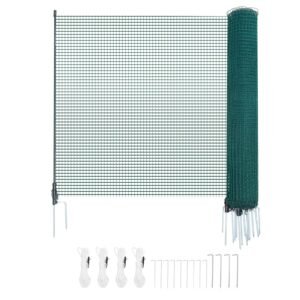 Temporary Fence with Posts, 3.9 x 49.2 FT Plastic Mesh Fencing, Garden Safety Fences Netting with Double-Spike Stakes & Guy Ropes, Temporary Fence for Dogs, Chickens, Plants, Outdoor Yards