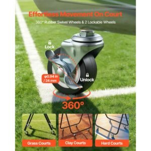tennis ball hopper, holds 175 tennis balls or 290 pickleballs, foldable pickleball basket cart with wheels for easy pick up, portable baseball cart caddy with storage bag, for training coaching