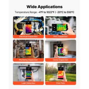thermal imaging camera for android, 512 x 384 tisr super resolution, 25hz refresh rate infrared thermal imager for smartphone tablet, 256 x 192 ir resolution, 4°f to 1022°f & 15 color palettes