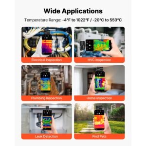 thermal imaging camera for android & ios, 512 x 384 super resolution, 25hz refresh rate infrared thermal imager for smartphones tablets, 256 x 192 ir resolution, 4°f 1022°f & 6 color palettes