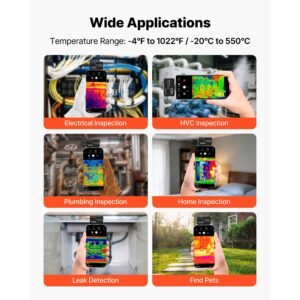 thermal imaging camera for android & ios, 512 x 384 super resolution with macro lens, 25hz refresh rate infrared thermal imager for smartphones tablets, 256 x 192 ir resolution, 4°f to 1022°f