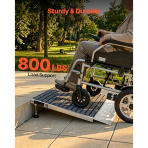 threshold ramp for doorways, 24 x 35.8 in, platform aluminum wheelchair ramp with adjustable height, non slip door threshold ramps, 800 lbs load capacity, for home steps, wheelchairs, walkers