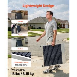 threshold ramp for doorways, 24 x 35.8 in, platform aluminum wheelchair ramp with adjustable height, non slip door threshold ramps, 800 lbs load capacity, for home steps, wheelchairs, walkers