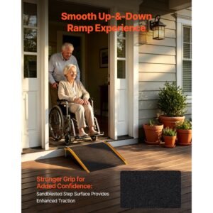 threshold ramp for doorways, 26.4 x 31.9 in, platform aluminum wheelchair ramp with adjustable height, non slip door threshold ramps, 400 lbs load capacity, for home steps, wheelchairs, walkers